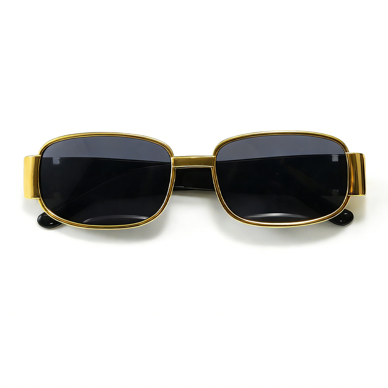 酷飒风金属框方形墨镜 日常通勤防晒眼镜