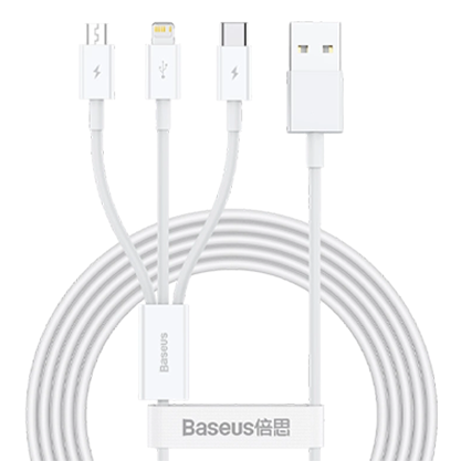 Baseus 3-in-1 Fast Charging Cable: Multi-Function 3-in-1 Smartphone Charging Cable