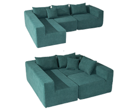 沙发，32密高密度海绵独立弹簧墨绿色雪尼尔面料