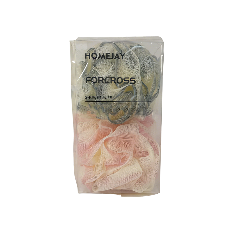 渐变双色沐浴球 柔软起泡沐浴花 挂绳款洗澡海绵球四个装