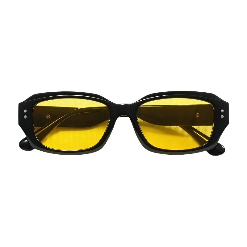 复古方框黄色镜片墨镜男 防眩光夜视驾驶太阳镜