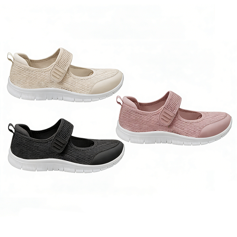 三只羊舒适轻便妈妈鞋/飞织网面女鞋