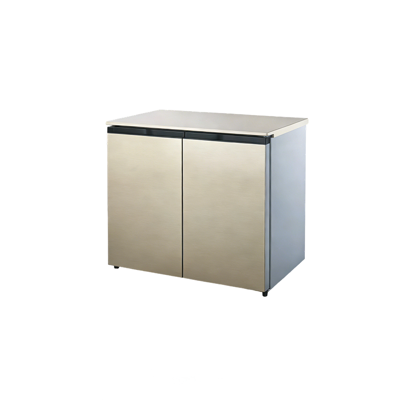 176 升卧式双门冰箱 金色拉丝台下式小户型厨房冷藏冷冻冰箱