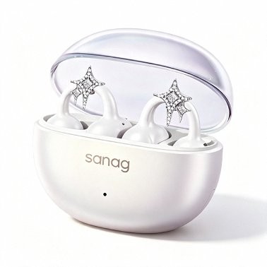Sanag Wireless Headphones with Microphone, USB Type-C, white,S6s Nova