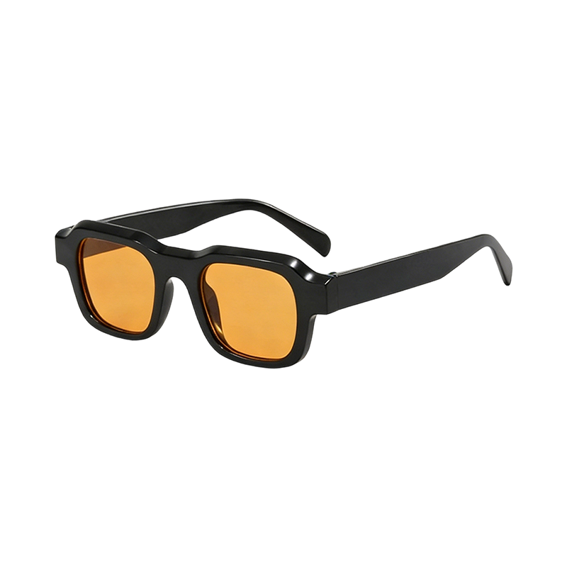 复古方框橘色镜片墨镜女 氛围感防晒街拍素颜太阳镜