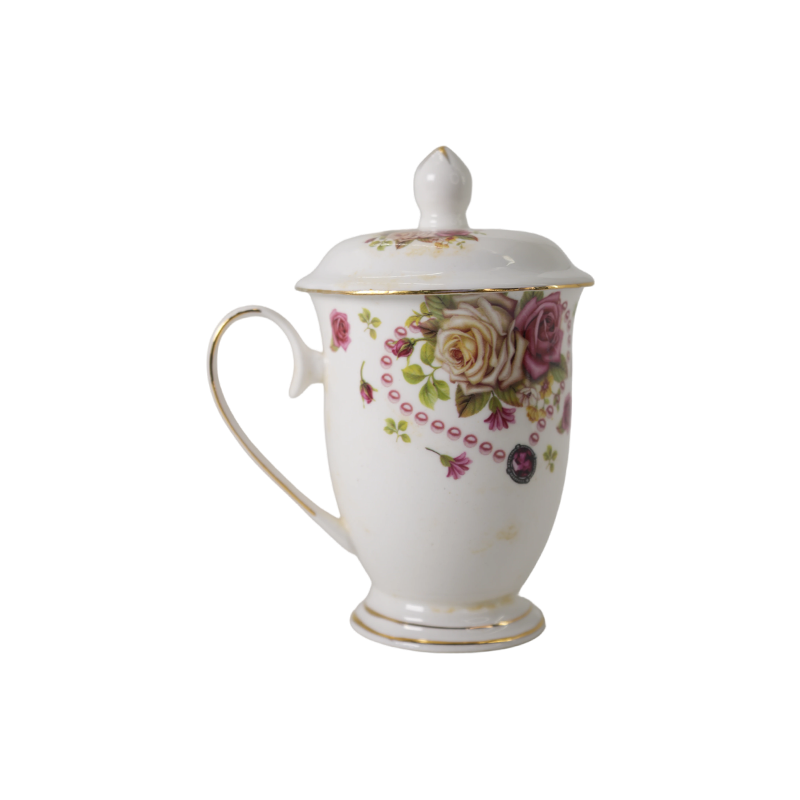 欧式田园风带盖陶瓷杯