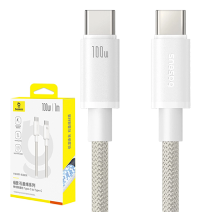 Baseus 100W Dual-C Braided Fast Charging Cable for Apple 16 / Huawei Laptops and CarPlay