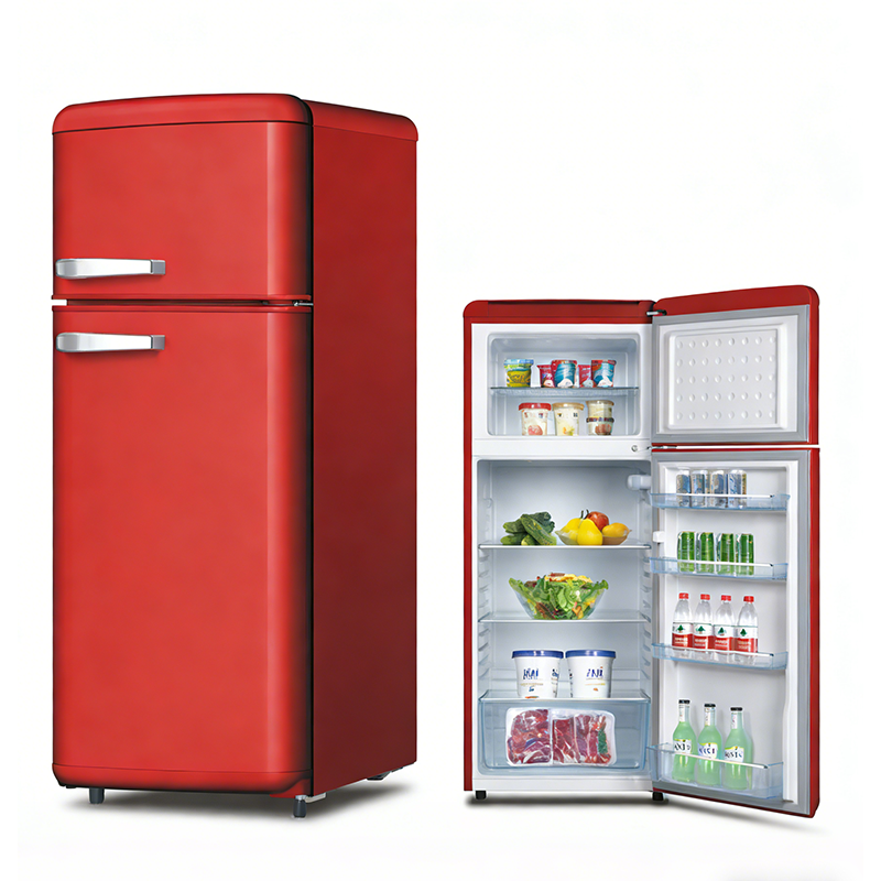 213 升复古双门冰箱 红色节能家用小户型租房冷藏冷冻冰箱