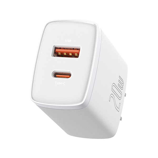 Baseus 20W USB-C and USB-A mains charger with 60W cable / iPhone charger / Type-C charger / GaN